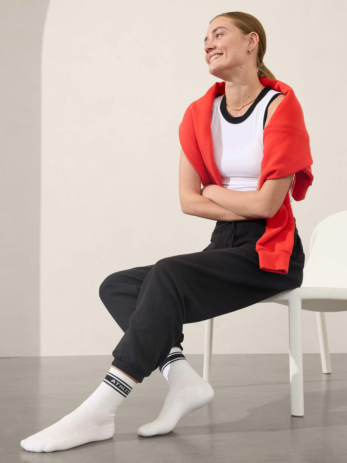 Athleta Everyday Crew Sock - Black Logo