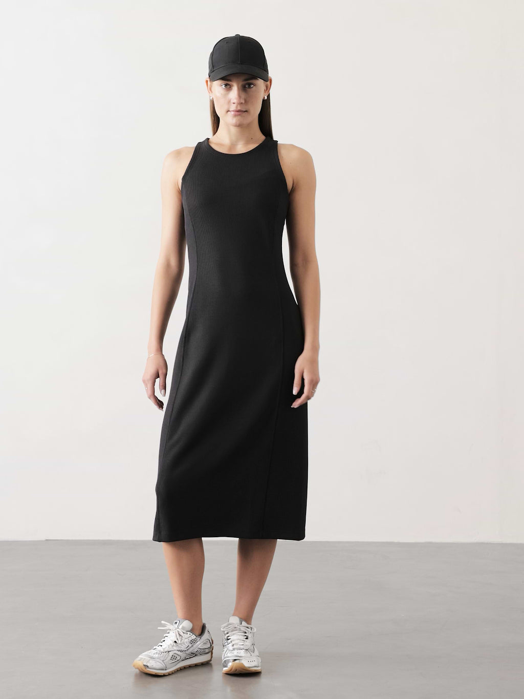 Seasoft Rib Midi Tank Dress - Black