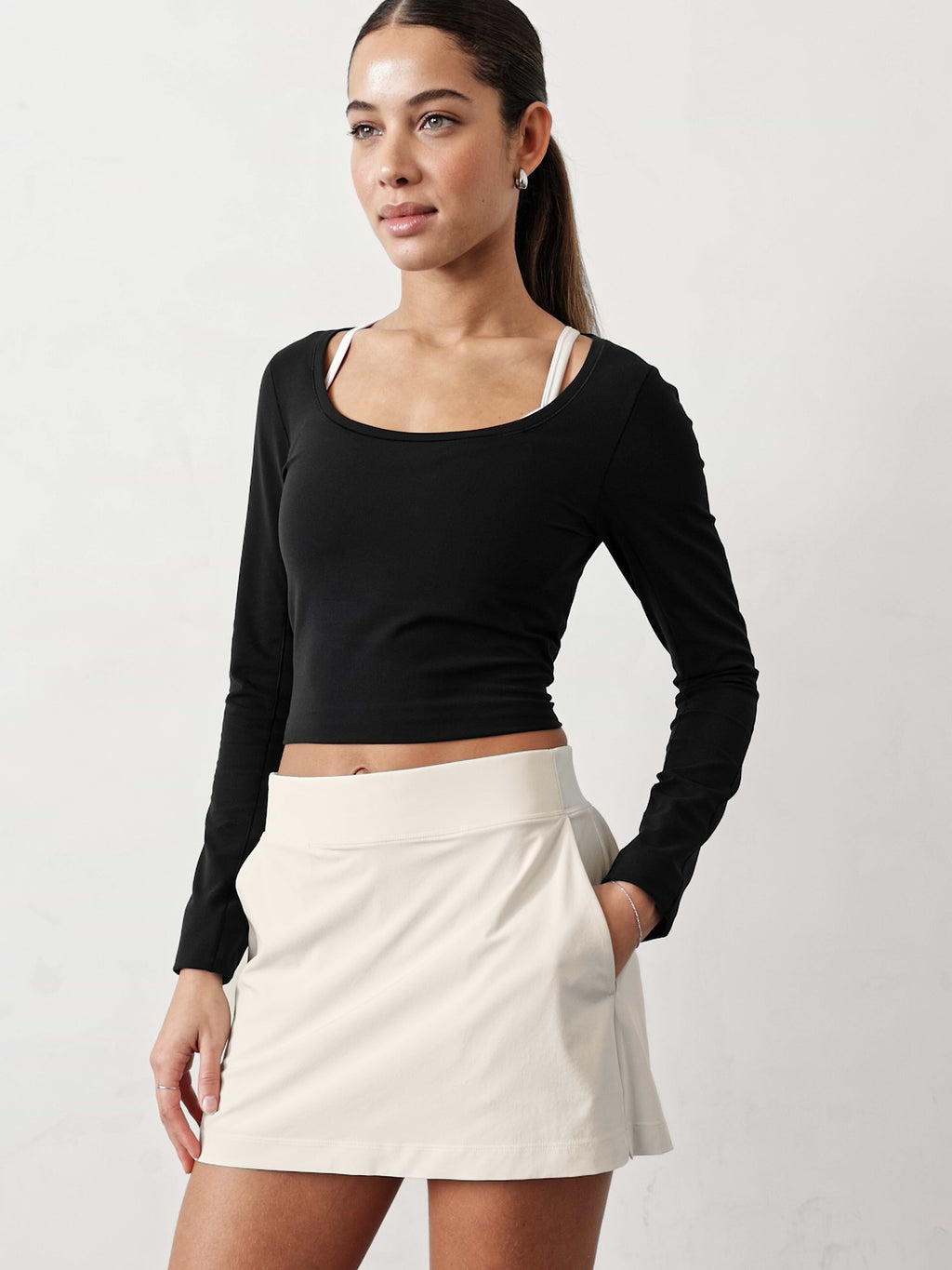 Brooklyn Mid Rise 13.5" Skort - Bone