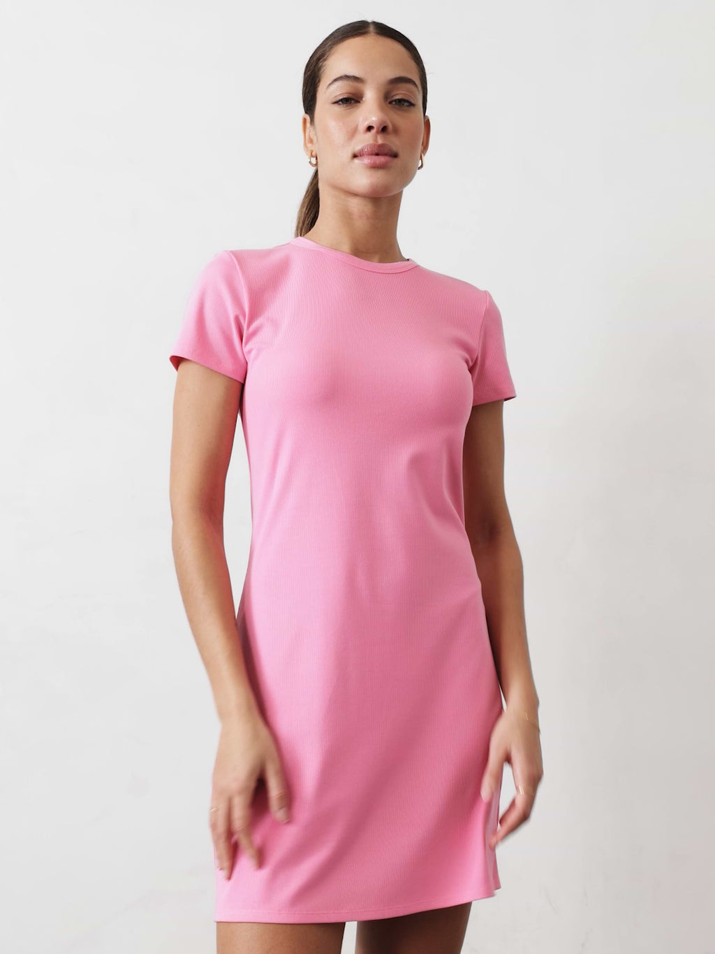 Signature Rib Tee Dress - Raphanus Pink