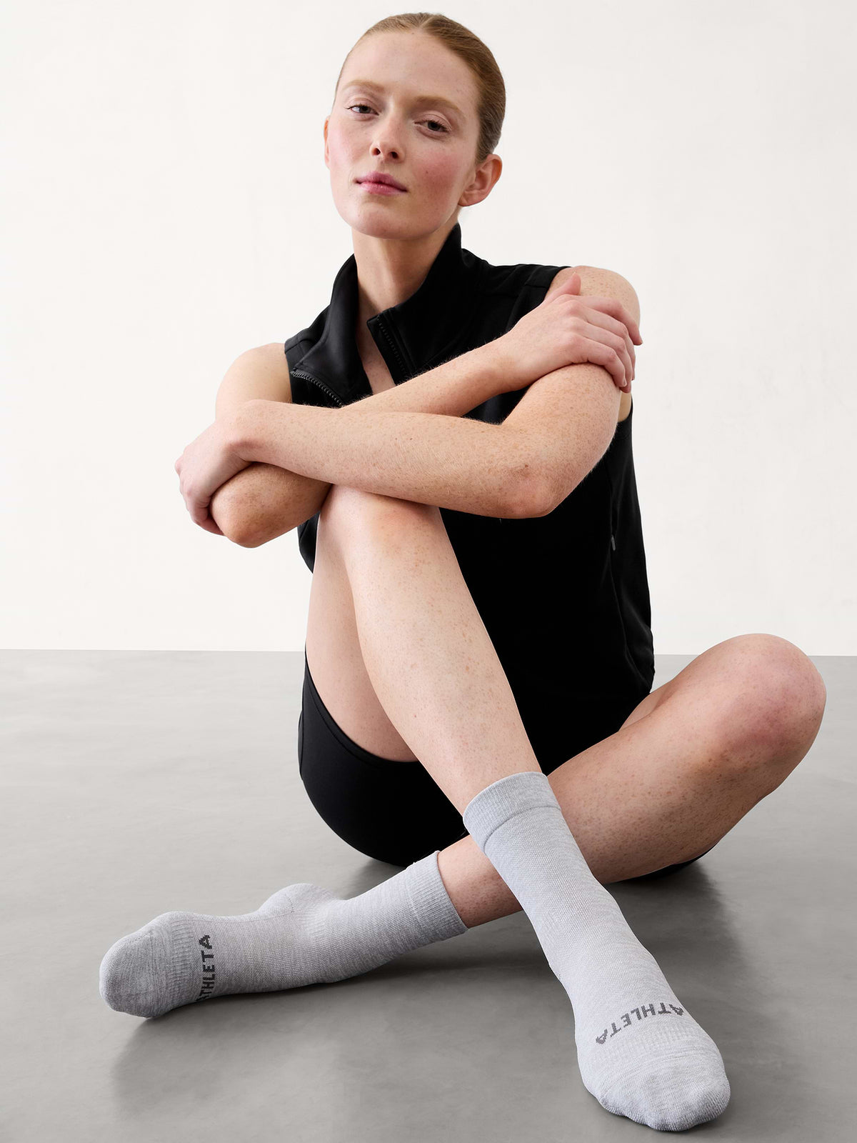 Athleta High Performance Crew Sock - Light Grey Heather
