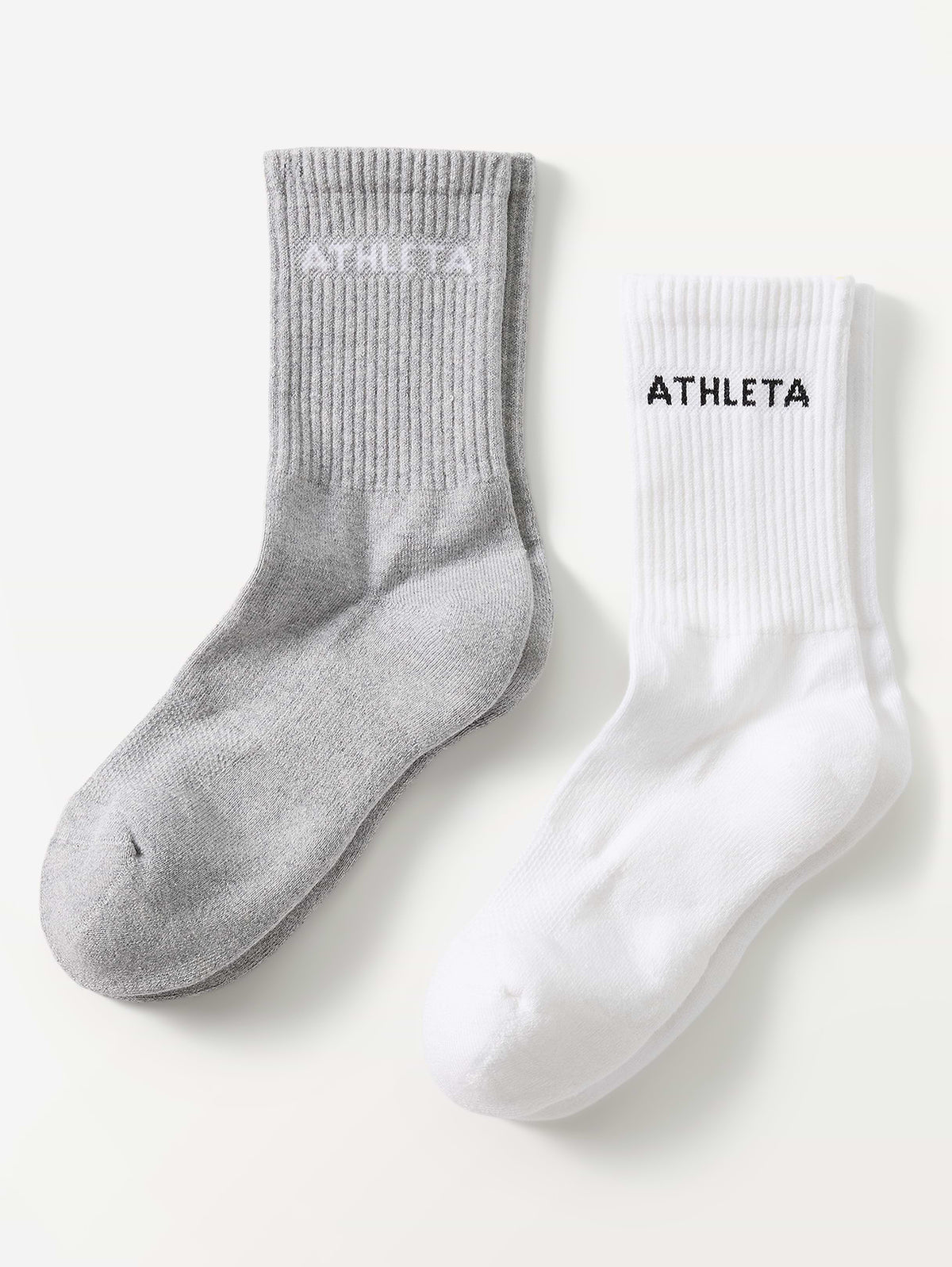 Athleta Everyday Crew Sock 2-Pack - White /Light Grey Heather