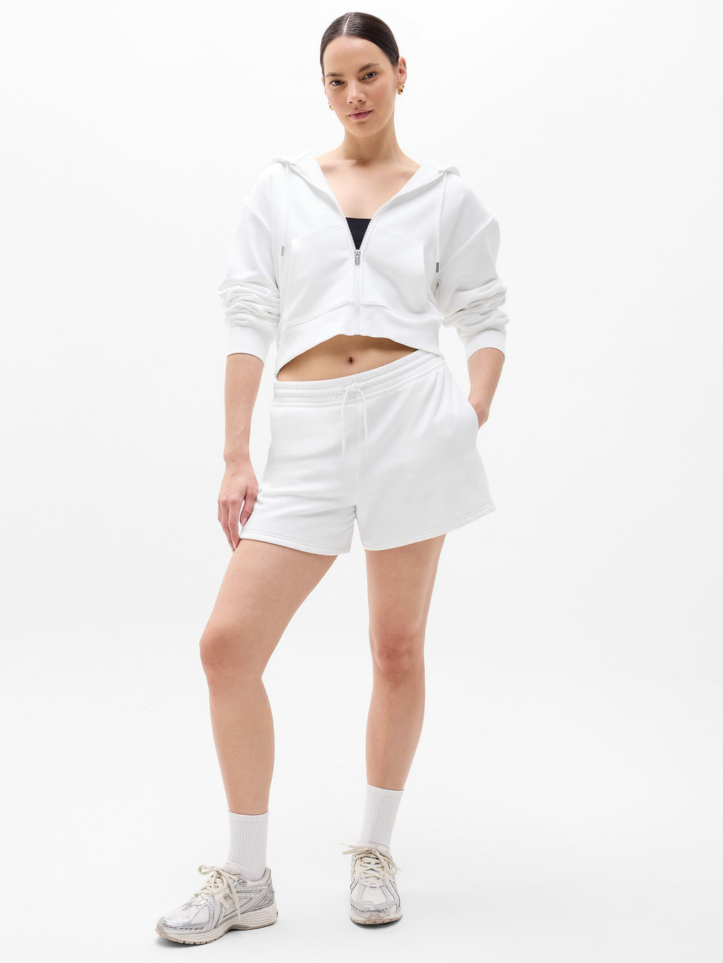 Forever Fleece Mid Rise 4" Short - Bright White