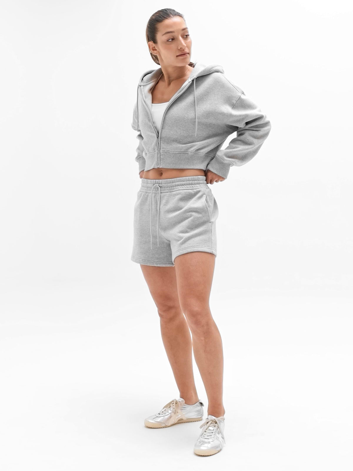 Forever Fleece Mid Rise 4" Short - Grey Heather