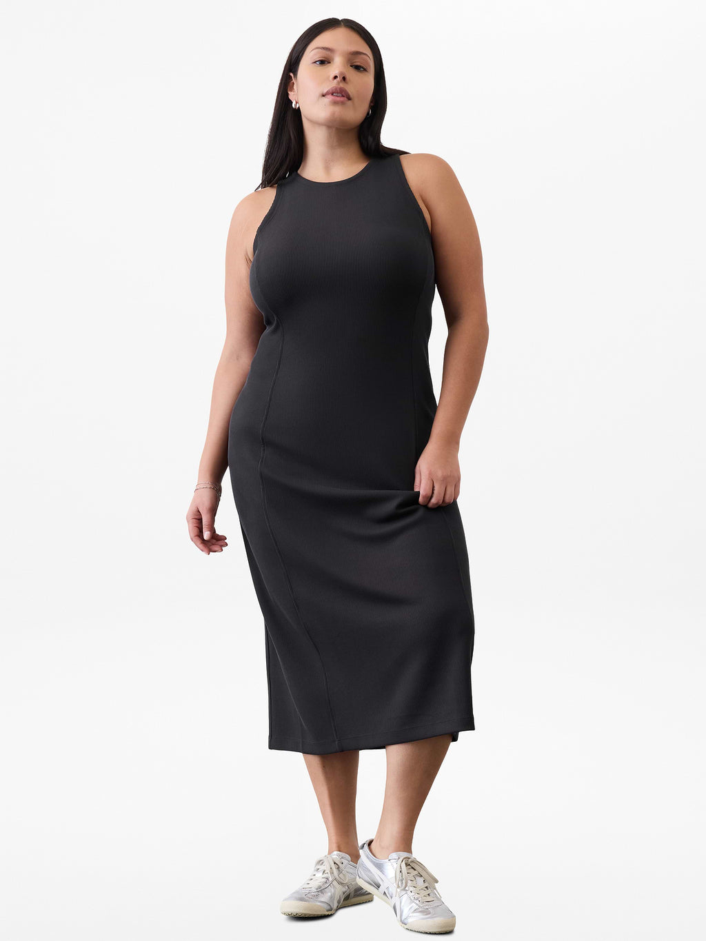 Seasoft Rib Midi Tank Dress - Black