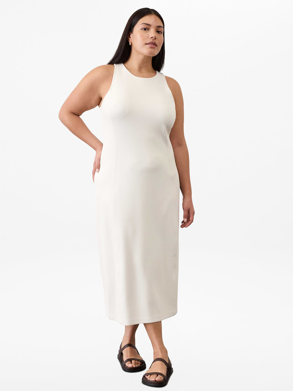 Seasoft Rib Midi Tank Dress - Bone