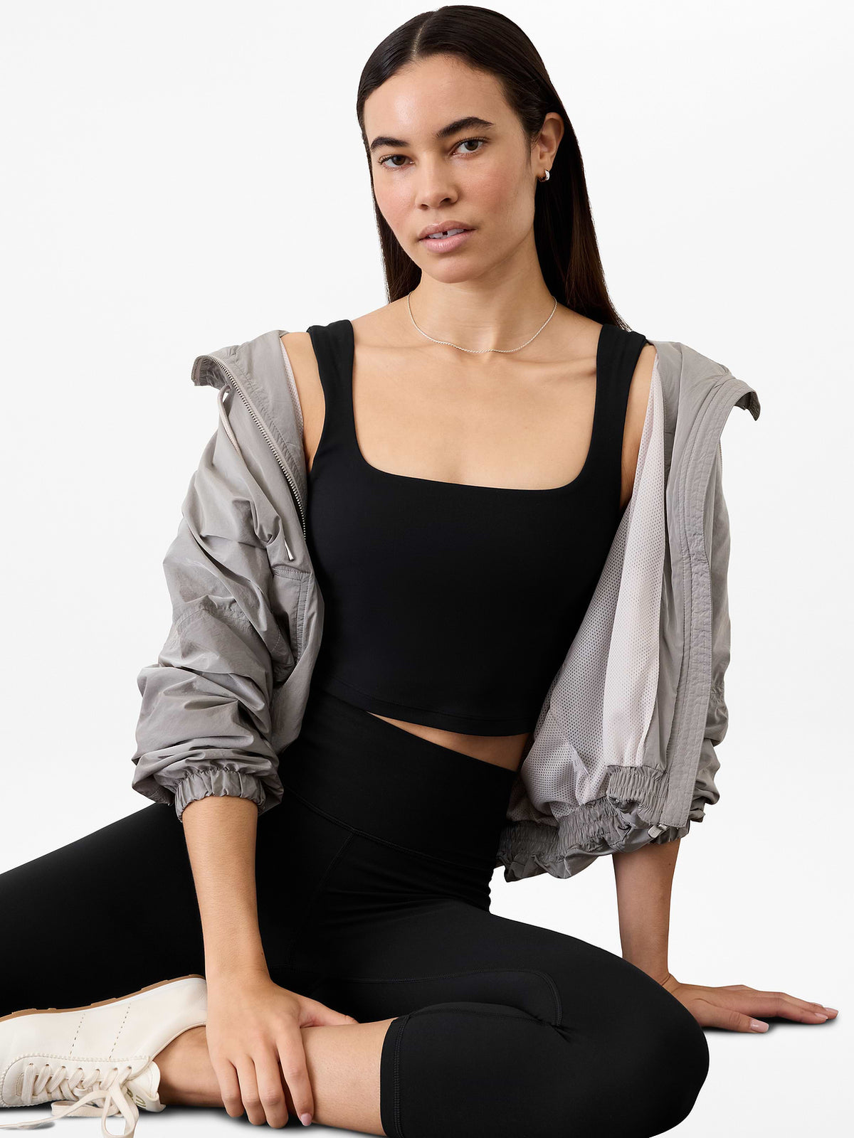 Transcend Square Neck Crop Sports Bra D-DD - Black