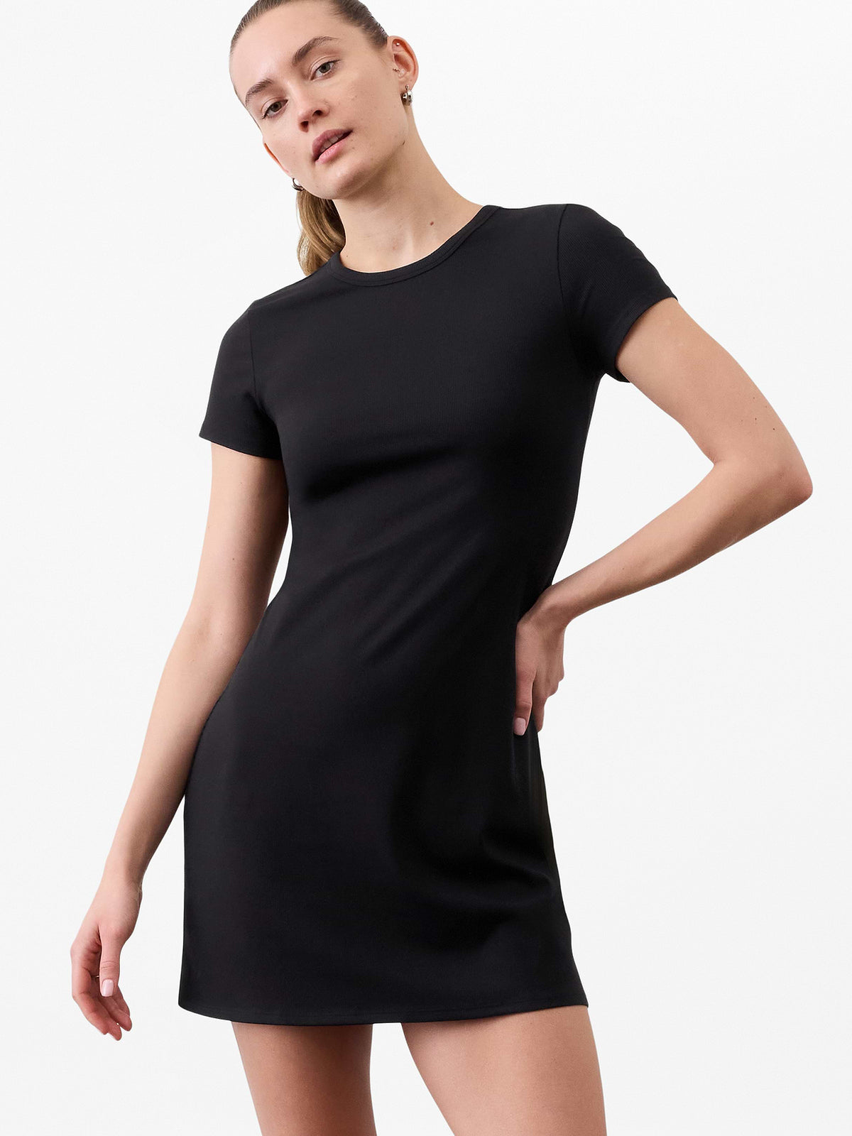 Signature Rib Tee Dress - Black
