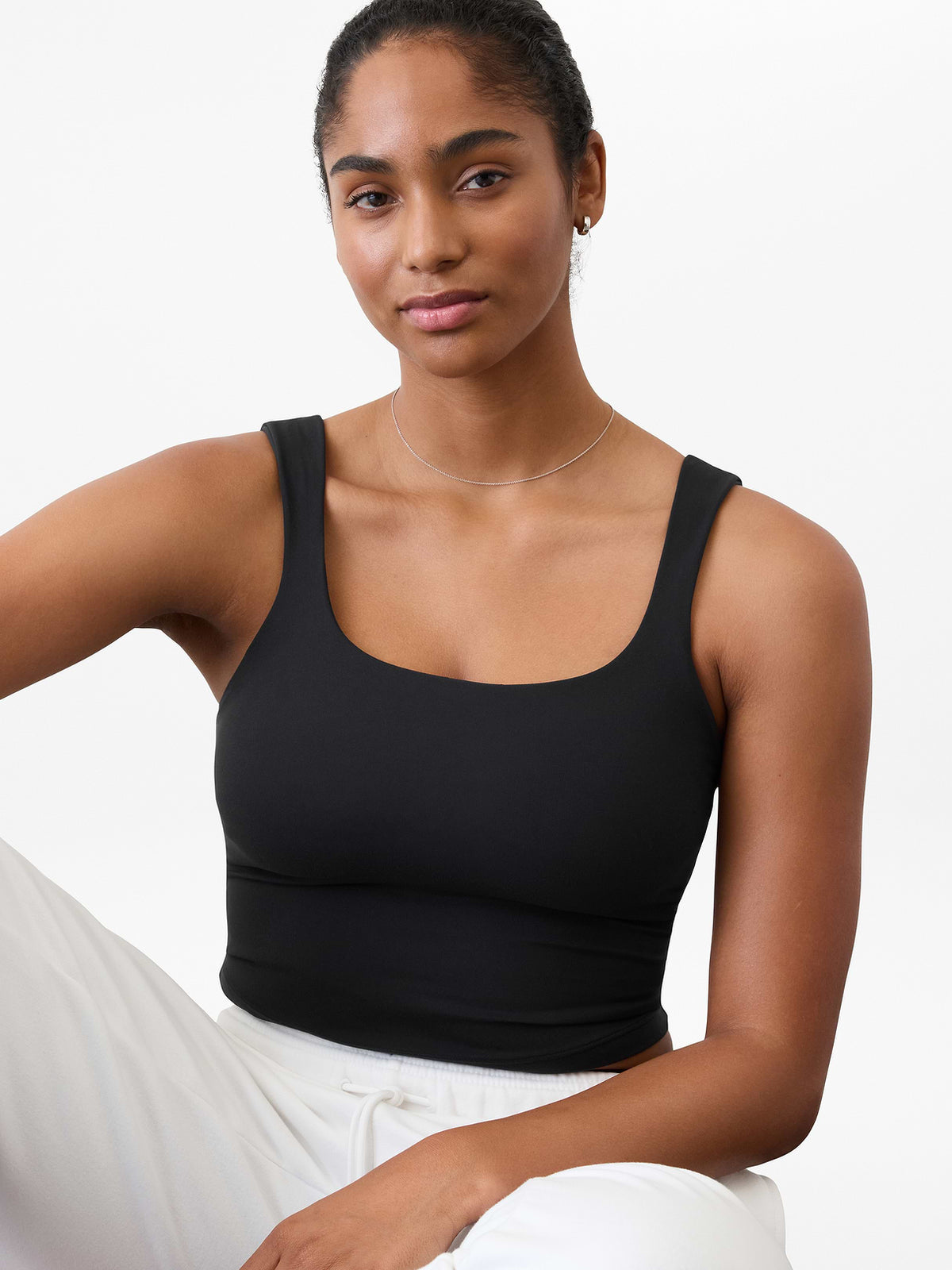 Transcend Square Neck Crop Sports Bra D-DD - Black