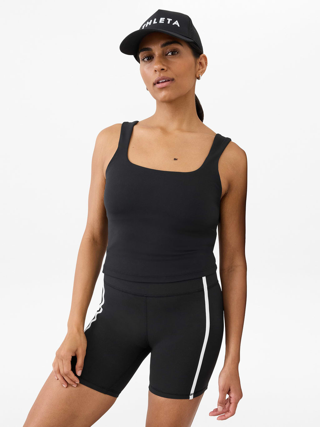 Transcend Square Neck Crop Sports Bra D-DD - Black