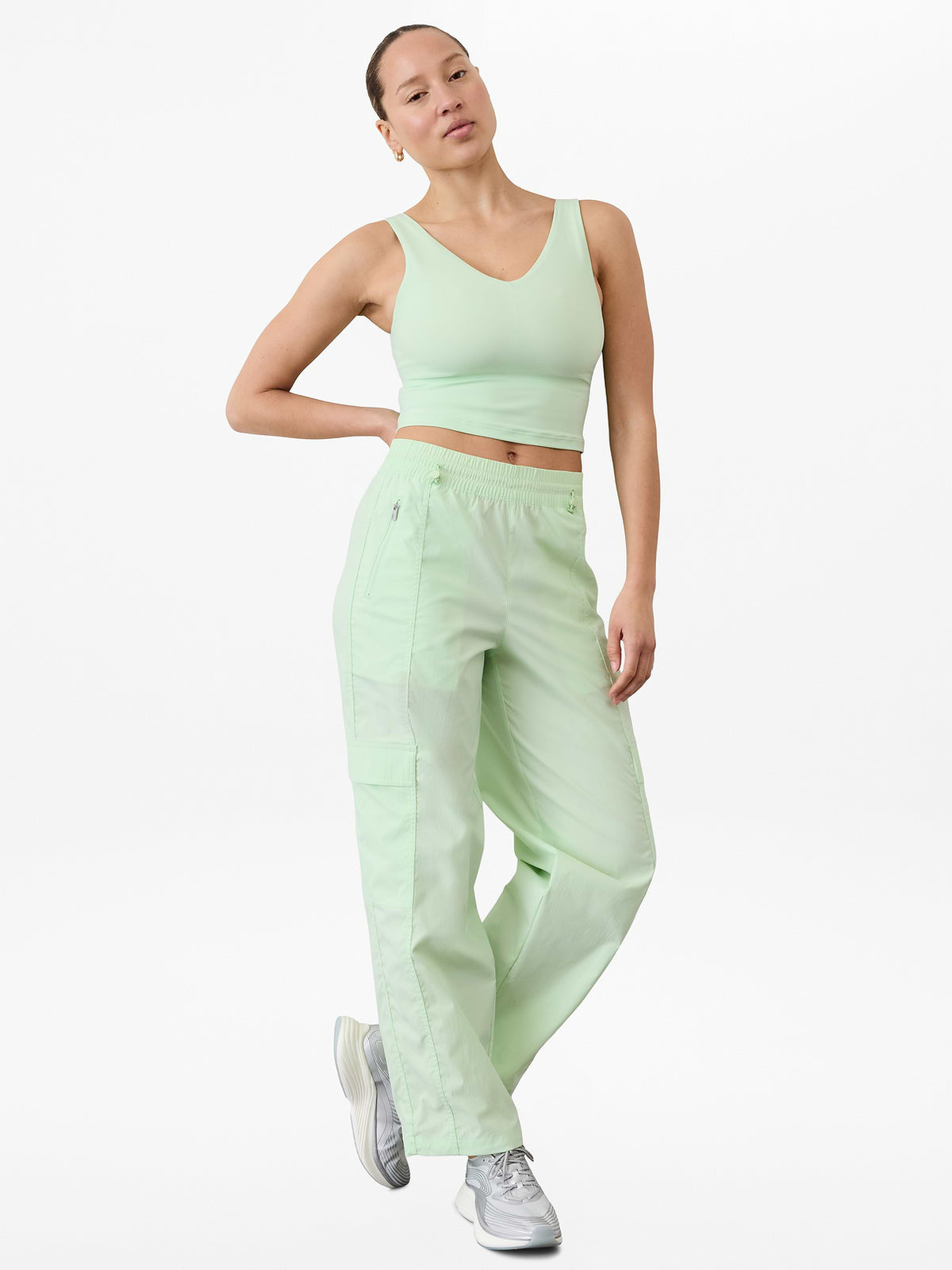 Cascade High Rise Cargo Poplin Pant - Mint Tint