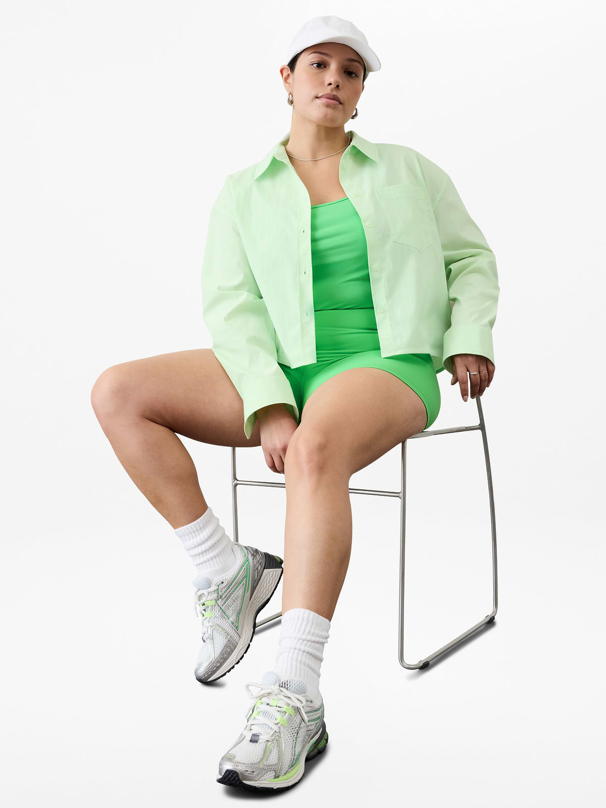 Midday Cropped Poplin Shirt - Mint Tint