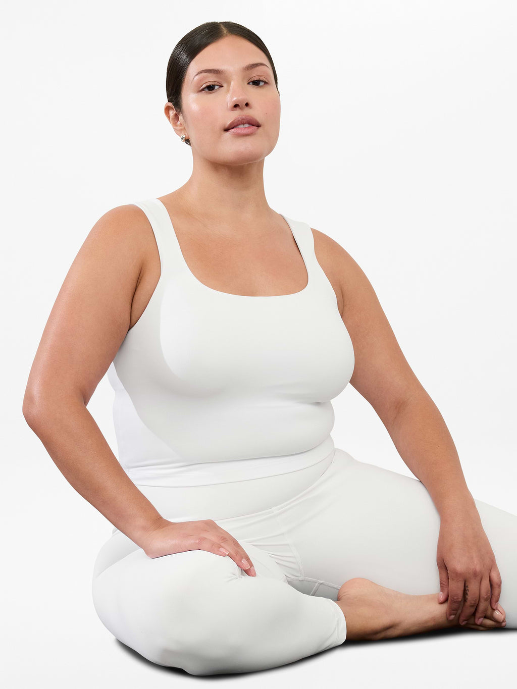 Transcend Square Neck Crop Sports Bra D-DD - Bright White