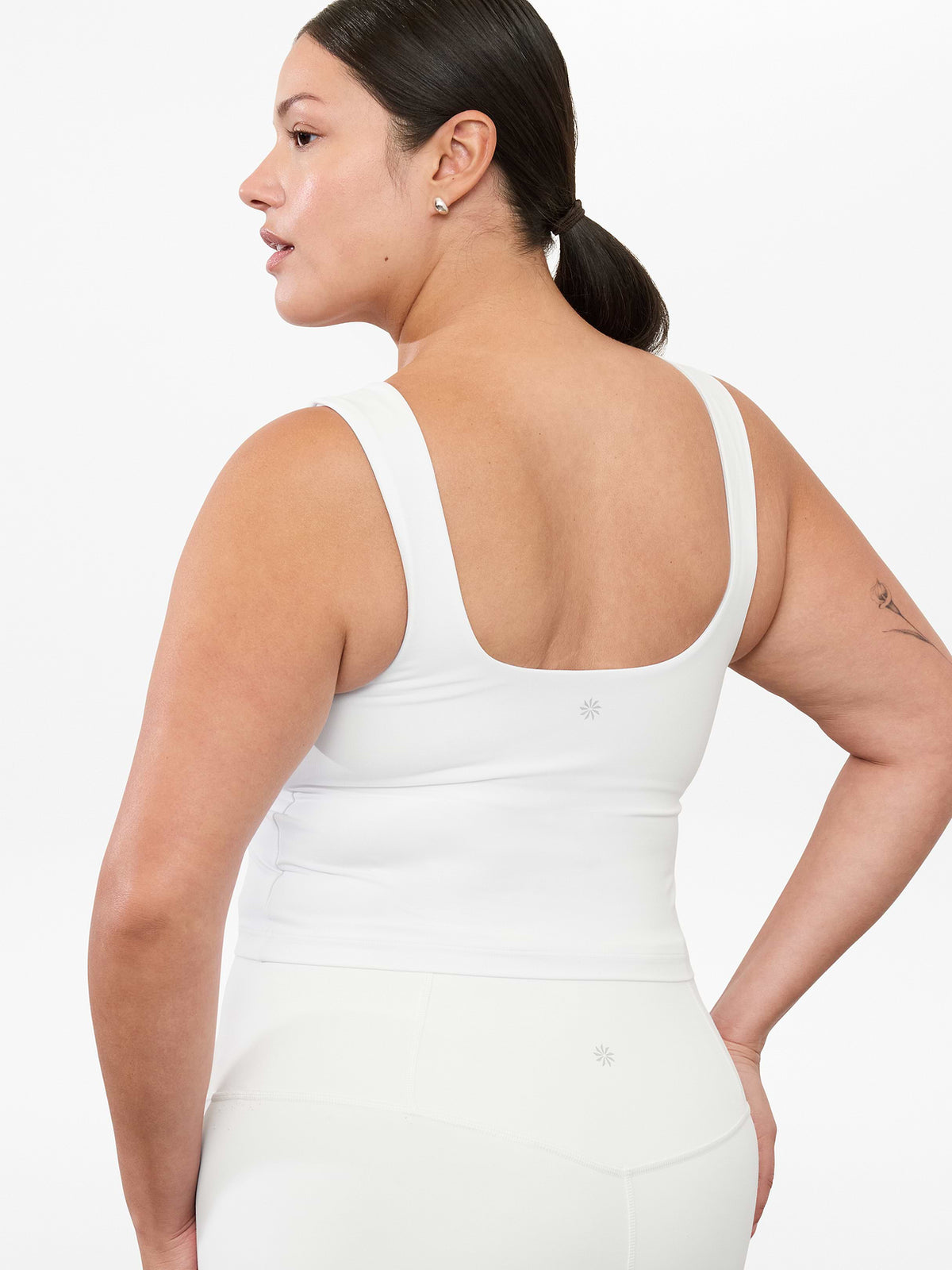 Transcend Square Neck Crop Sports Bra D-DD - Bright White