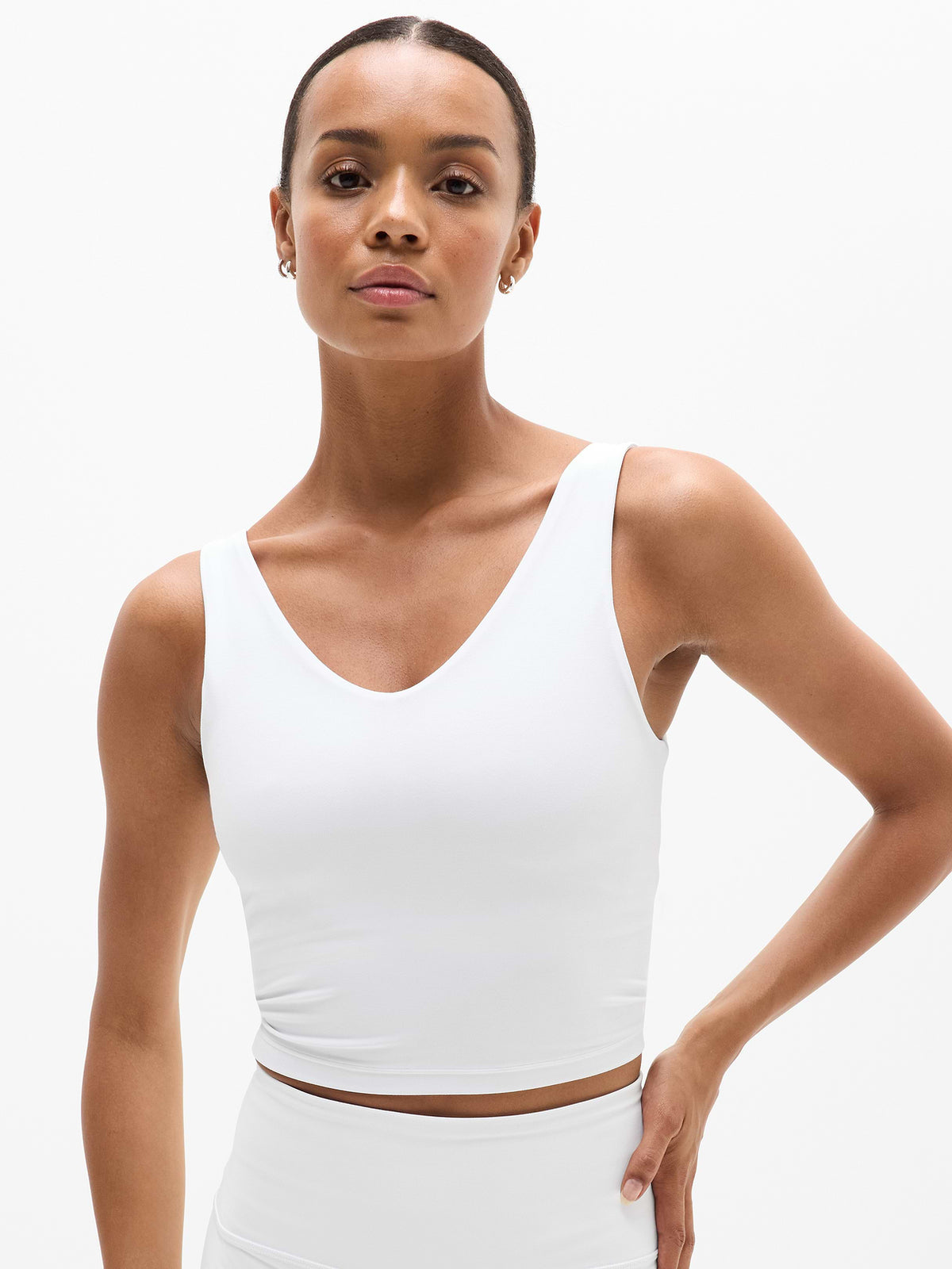 Transcend V-Neck Crop Sports Bra A-C - Bright White