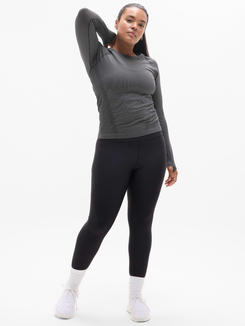 Momentum Seamless Top - Black Mini Stripe
