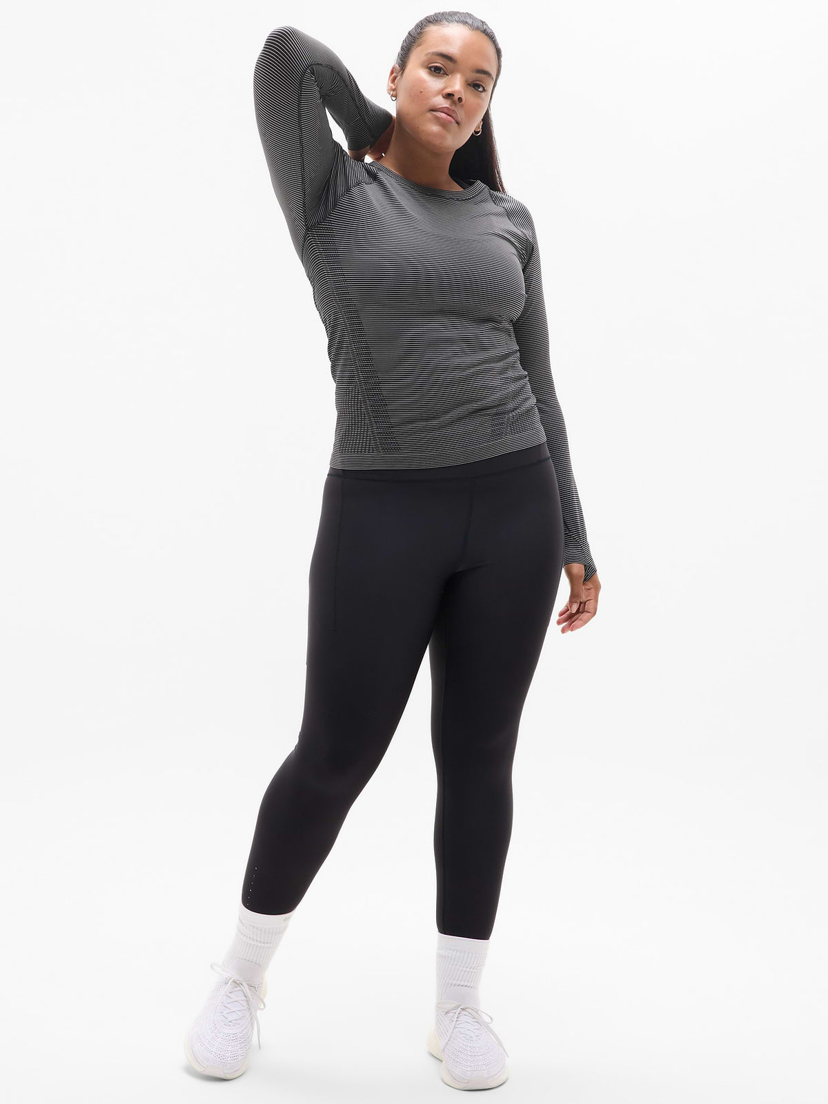 Momentum Seamless Top - Black Mini Stripe