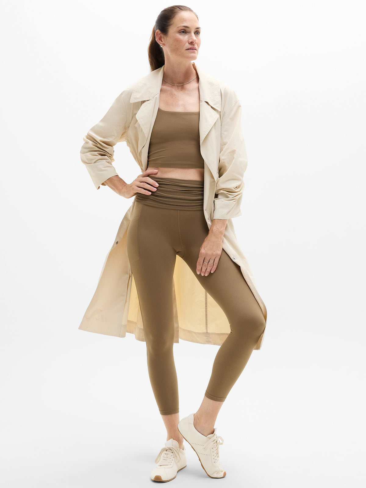 Salutation Stash Fold Over 7/8 Legging - Clay