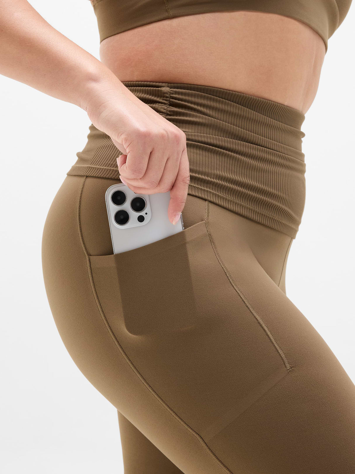 Salutation Stash Fold Over 7/8 Legging - Clay