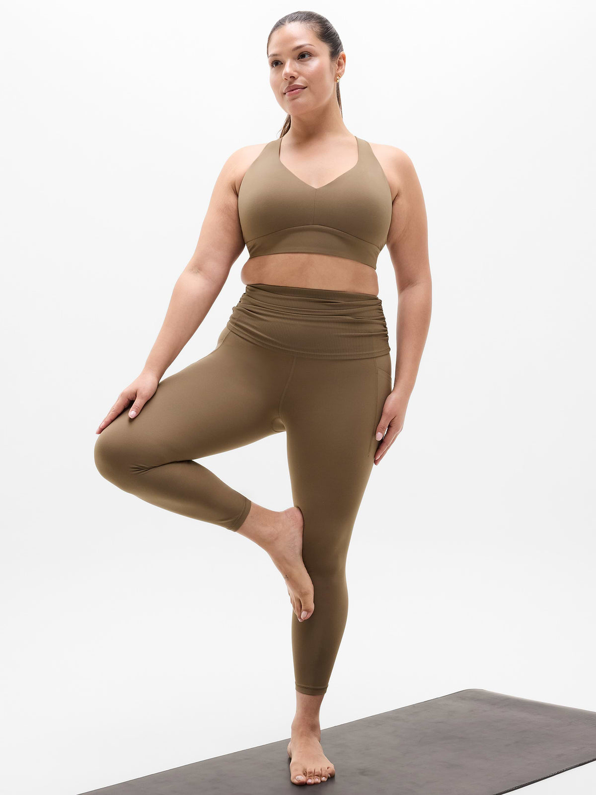 Salutation Stash Fold Over 7/8 Legging - Clay
