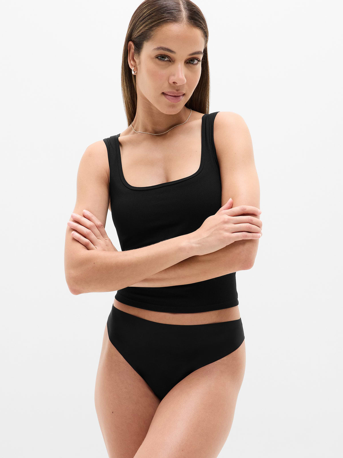 Sleek Form No Show Thong Underwear 3-Pack - Black/Sand Beige/Mortar