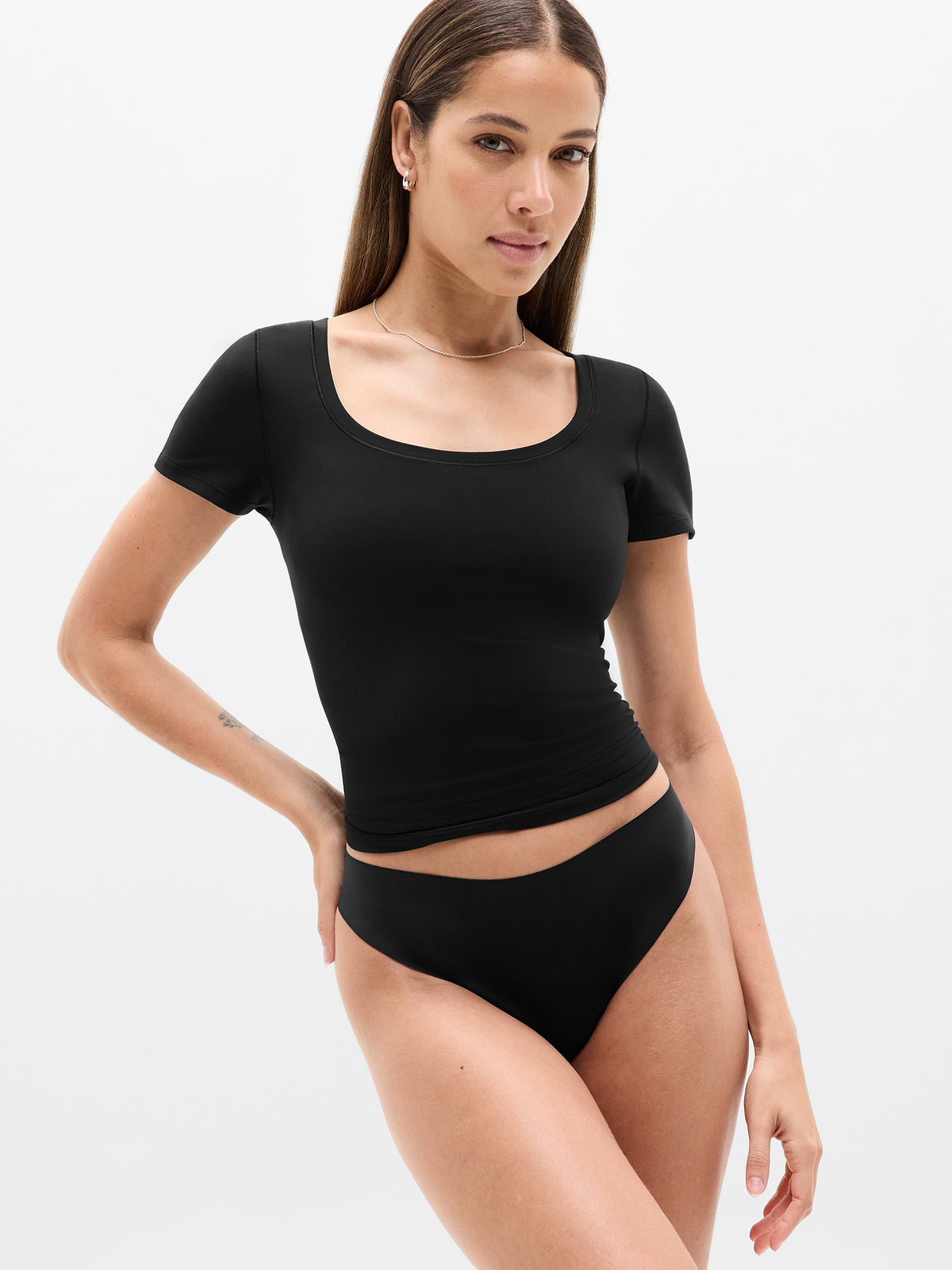 Sleek Form No Show Thong Underwear 3-Pack - Black/Black/Black