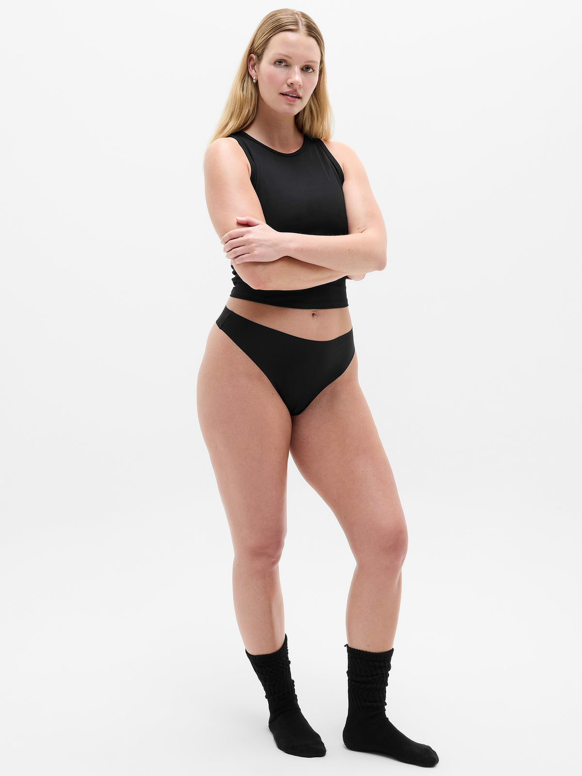 Sleek Form No Show Thong Underwear 3-Pack - Black/Black/Black