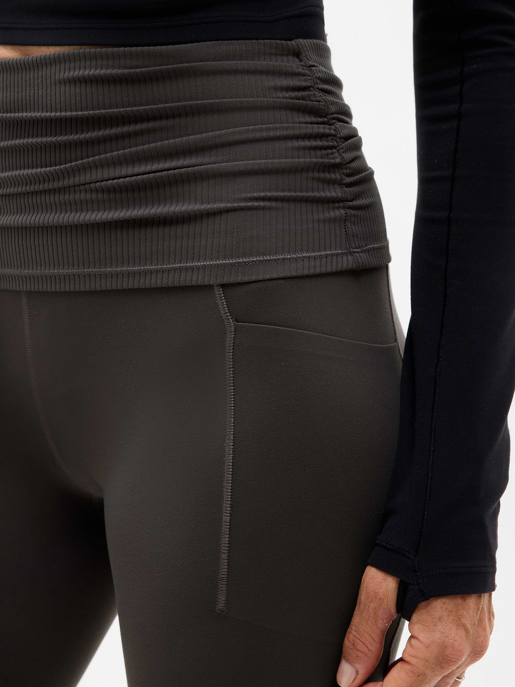 Salutation Stash Fold Over 7/8 Legging - Shadow Grey