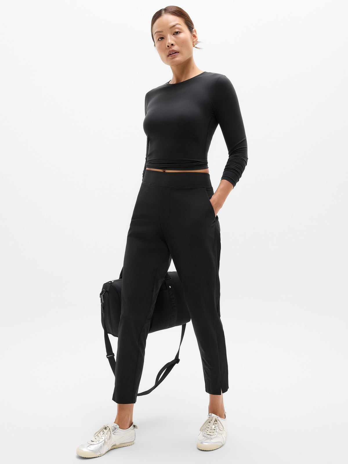 BodyMove Crew Neck Long Sleeve Top - Black