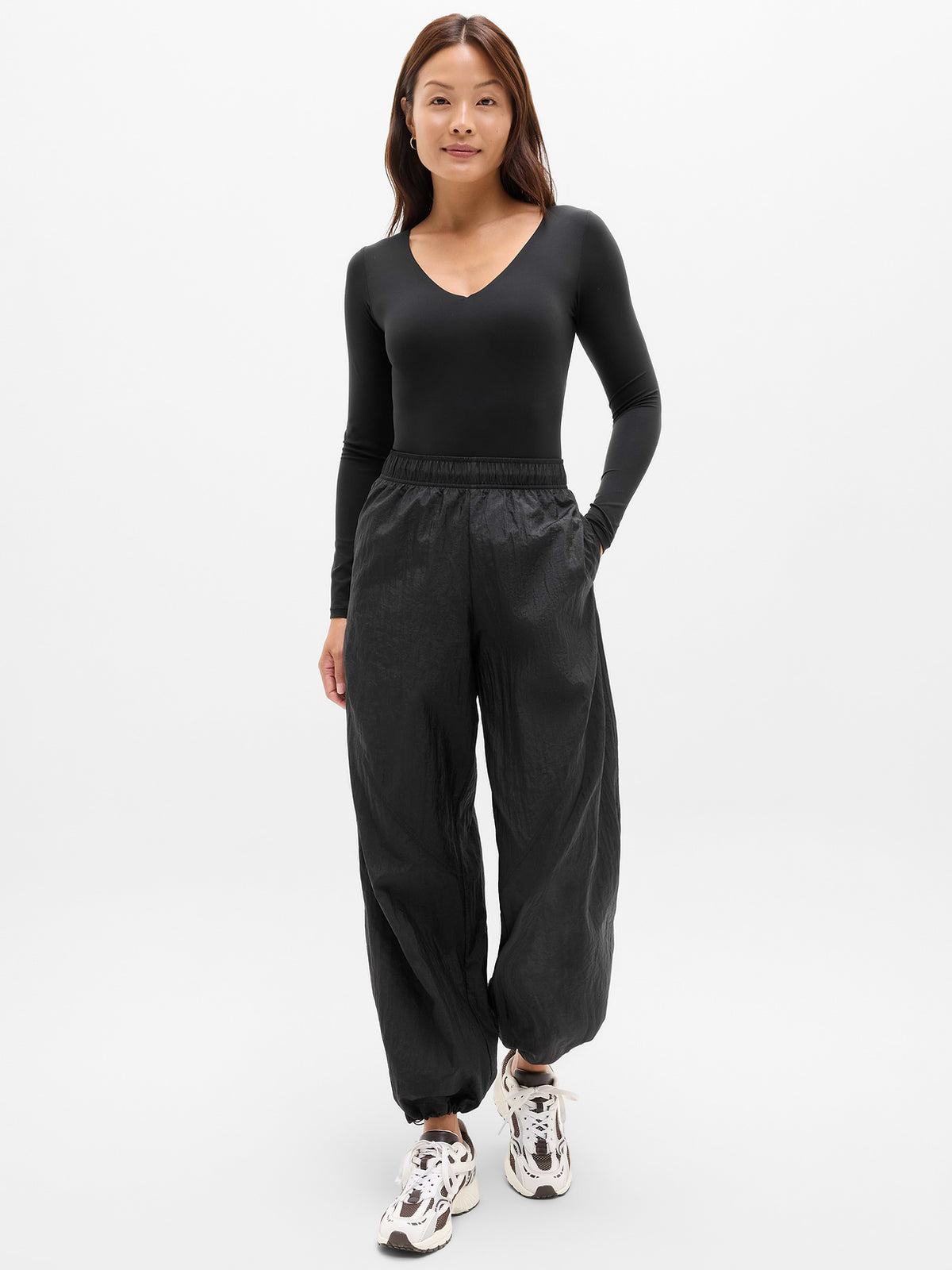 BodyMove Plunge Long Sleeve Bodysuit - Black