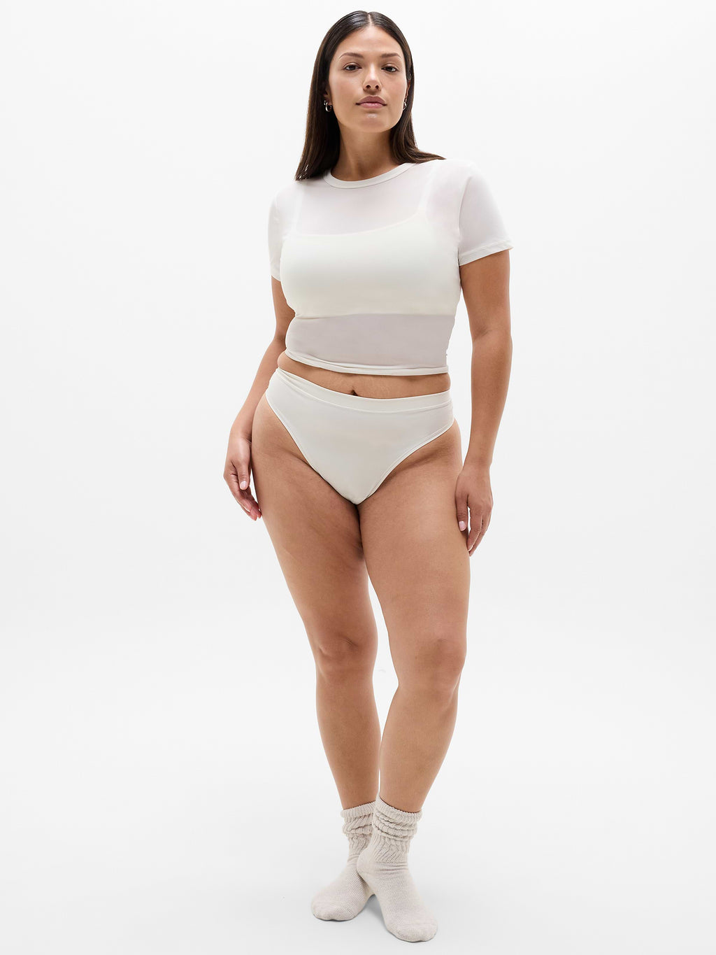 BodyMove High Rise Thong Underwear - Bone