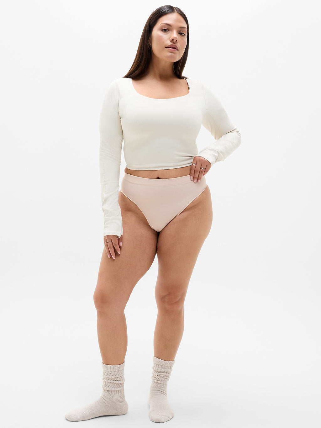 BodyMove High Rise Thong Underwear - Sand Beige