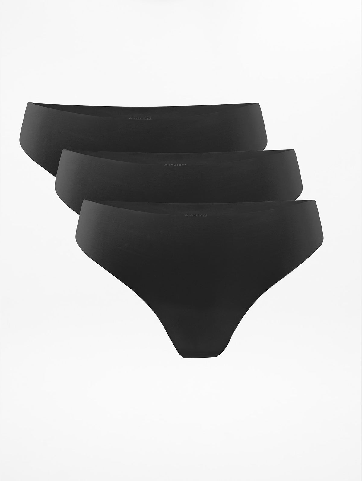 Sleek Form No Show Thong Underwear 3-Pack - Black/Black/Black