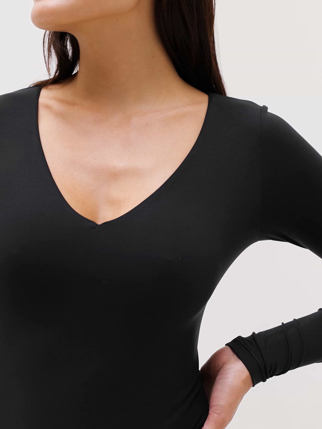 BodyMove Plunge Long Sleeve Bodysuit - Black