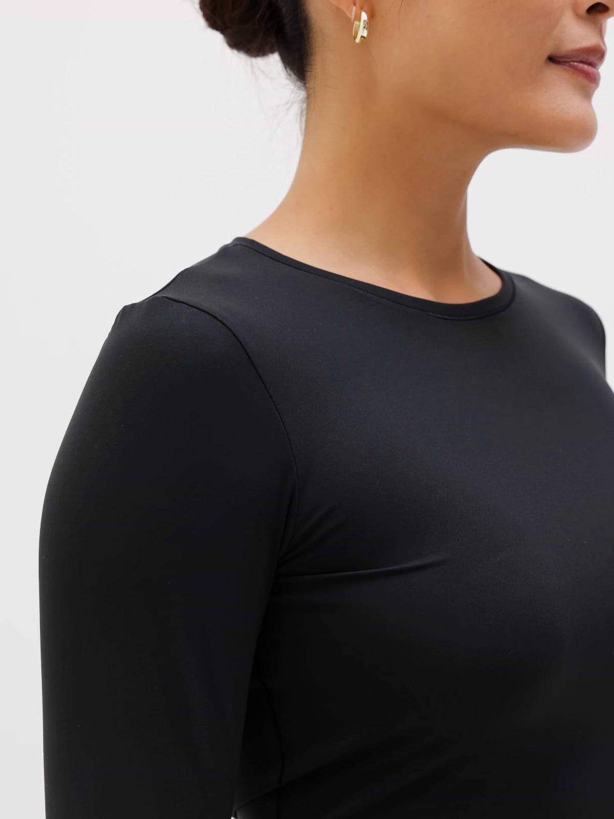 BodyMove Crew Neck Long Sleeve Top - Black