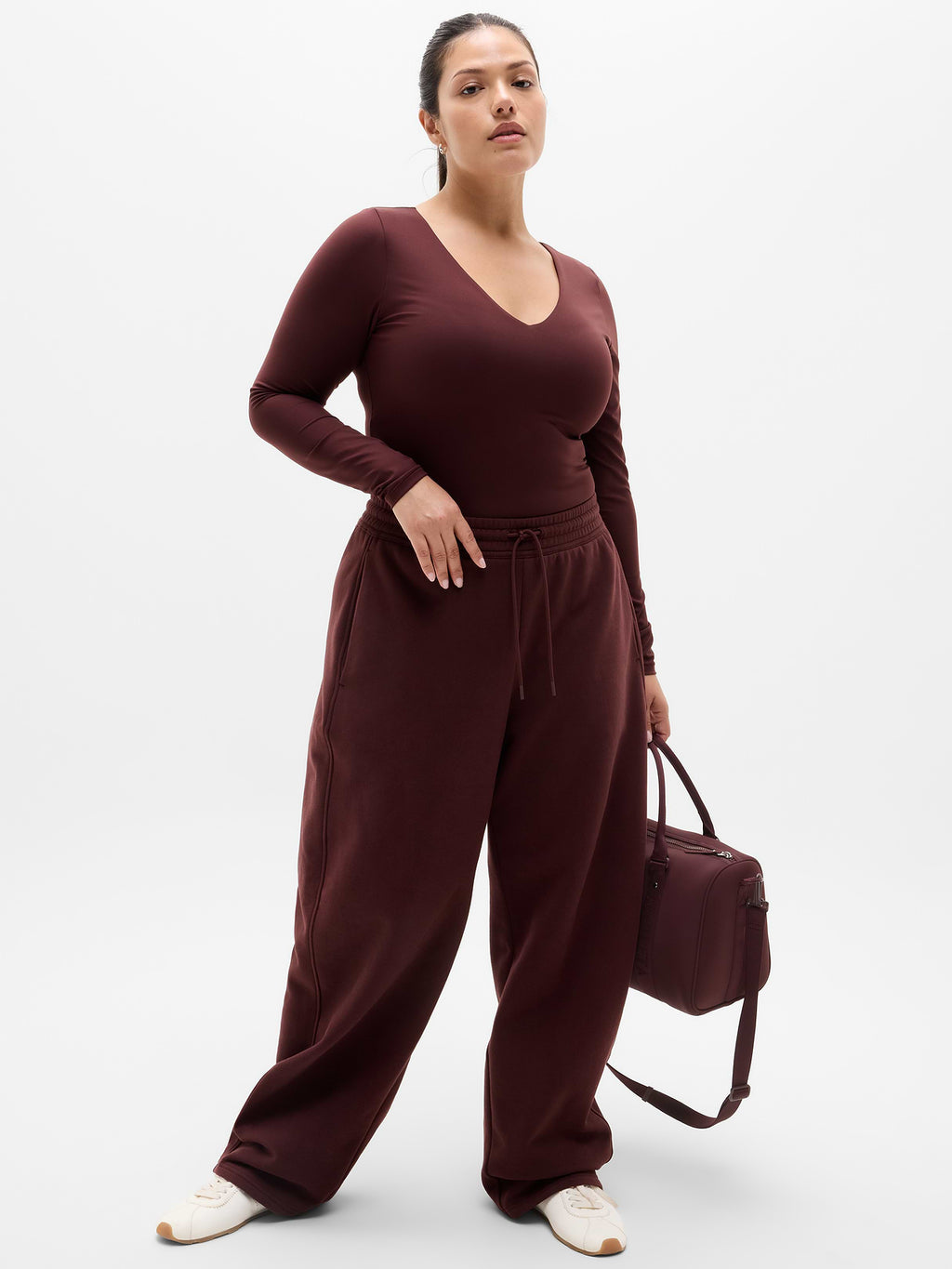 BodyMove Plunge Long Sleeve Bodysuit - Garnet