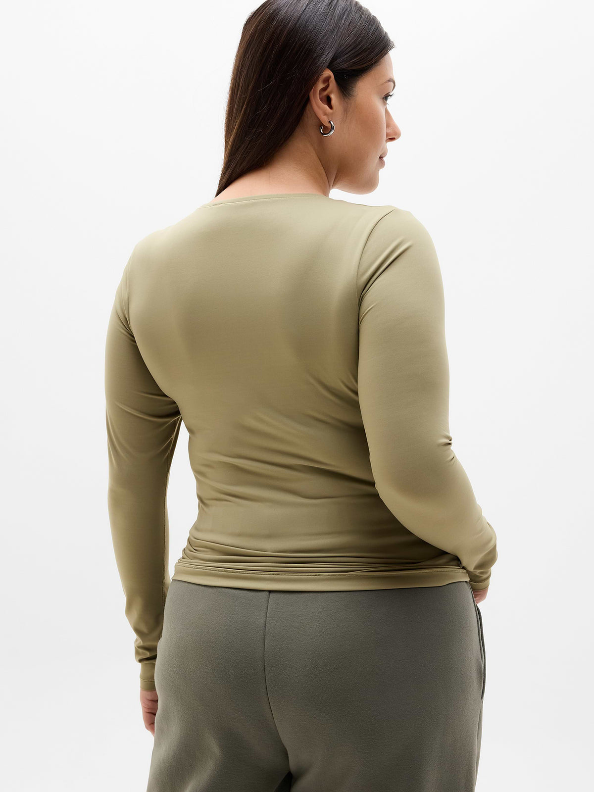 BodyMove Crew Neck Long Sleeve Top - Olive Branch