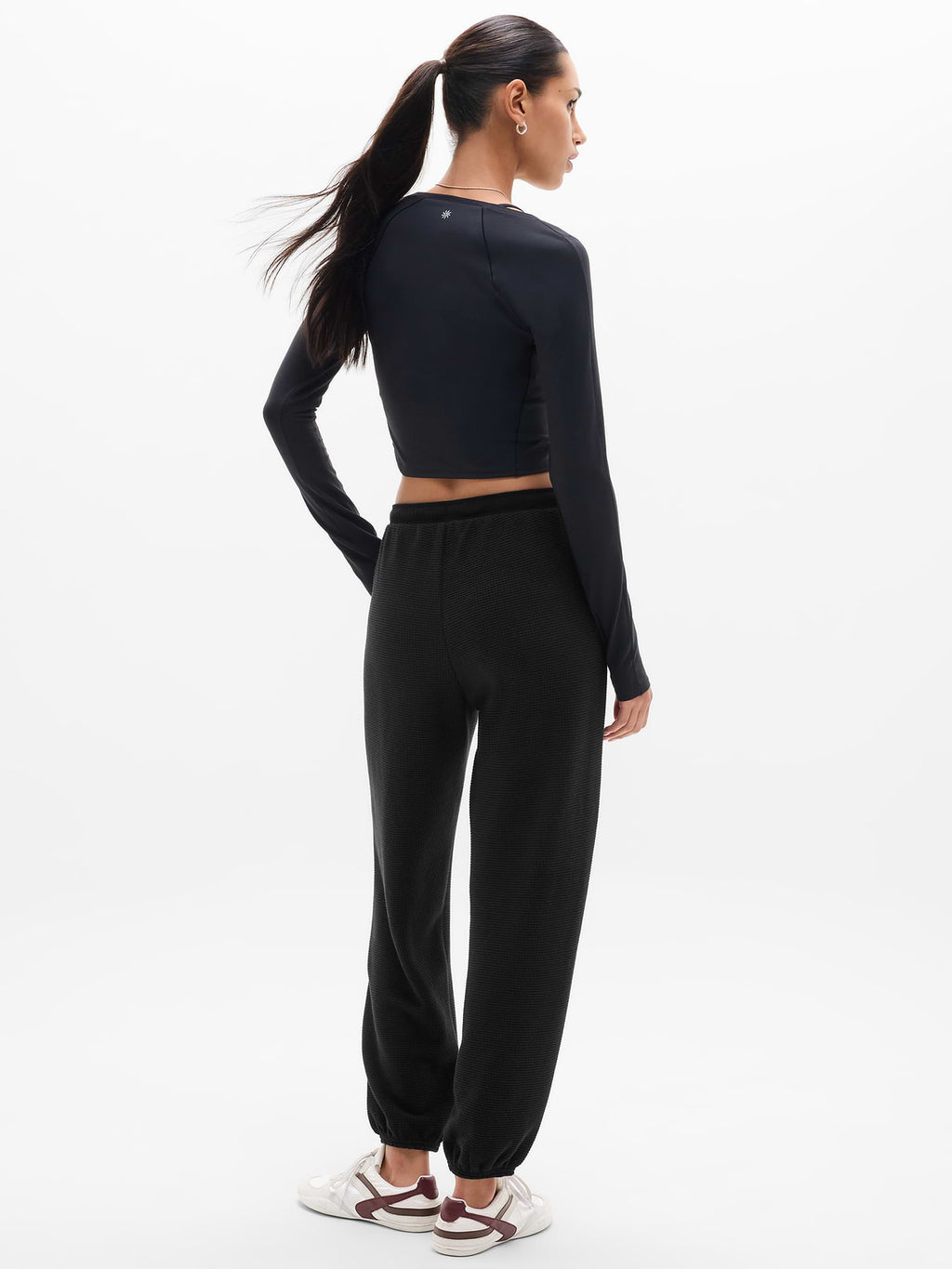 Tranquil Mid Rise Waffle Jogger - Black