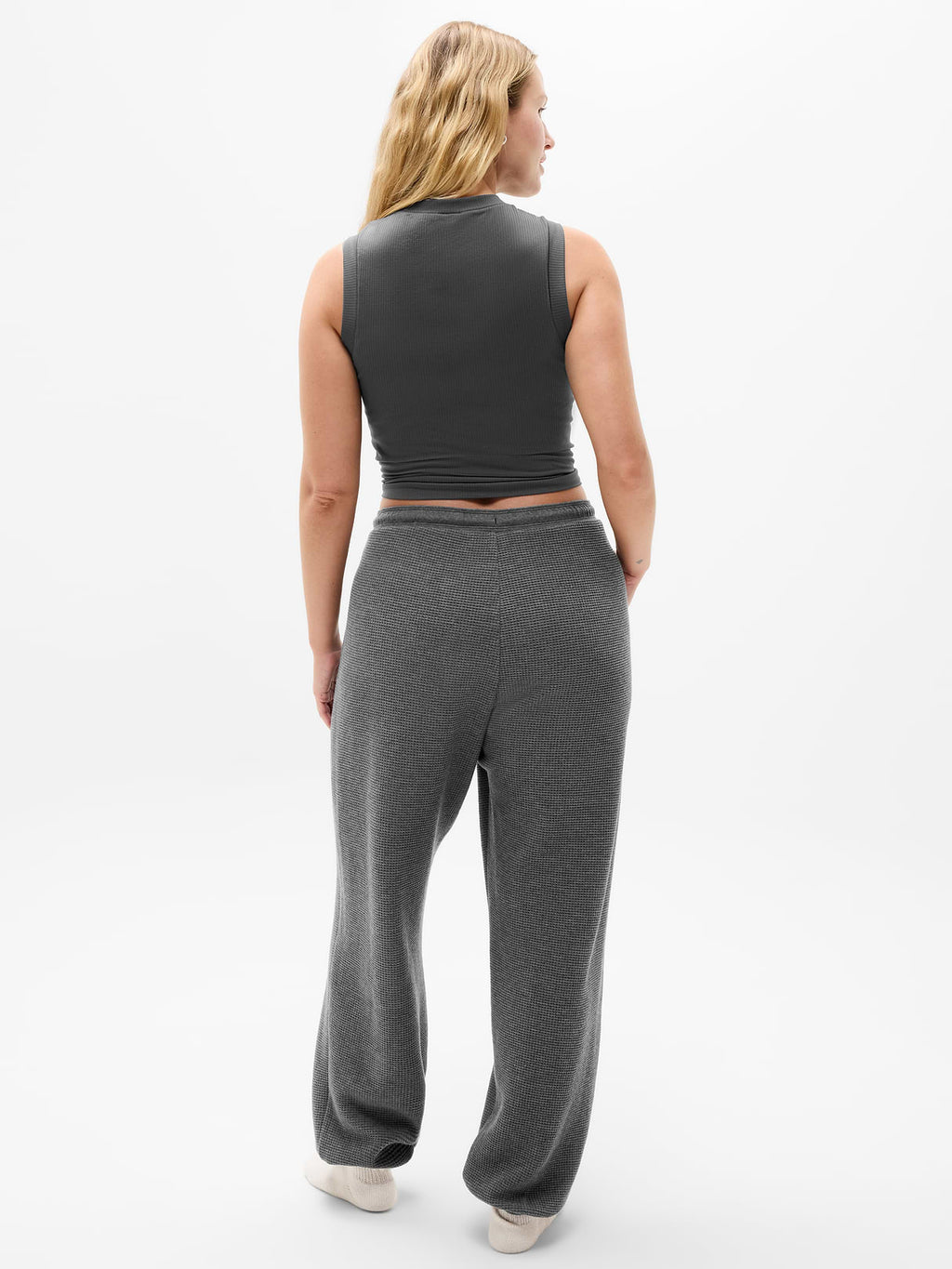 Tranquil Mid Rise Waffle Jogger - Charcoal Heather