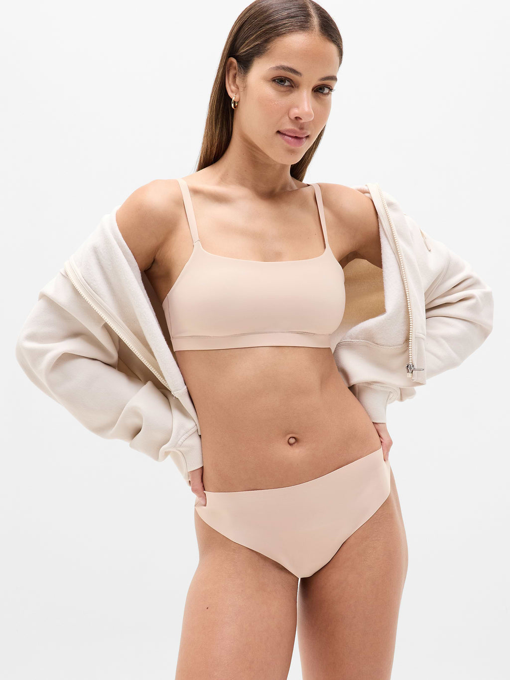Sleek Form No Show Thong Underwear - Sand Beige