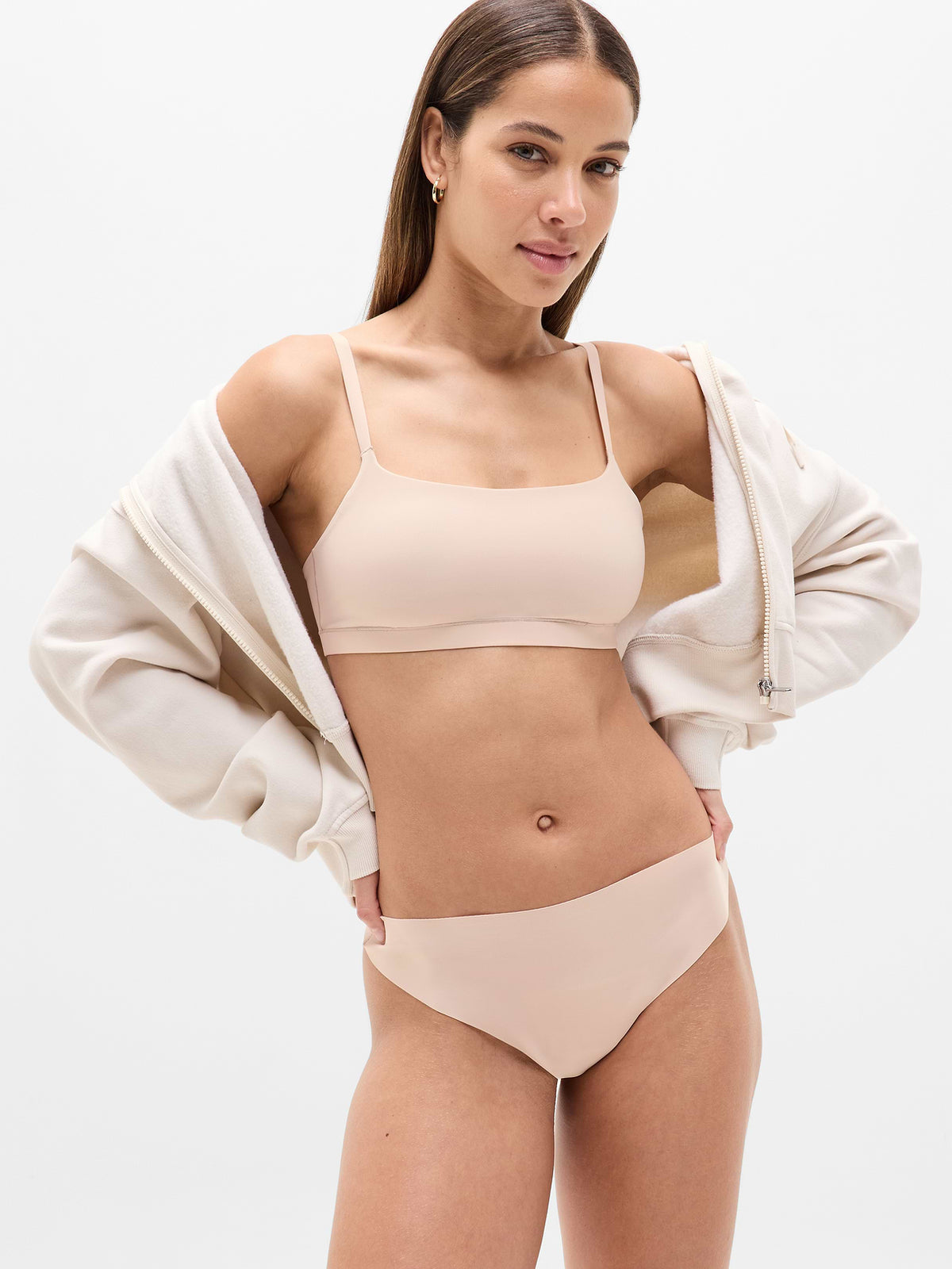 Sleek Form No Show Thong Underwear - Sand Beige