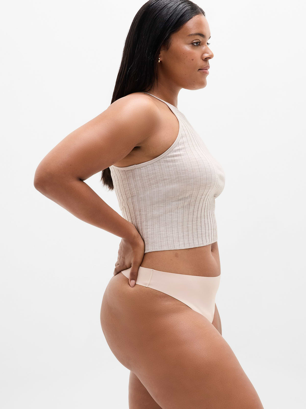 Sleek Form No Show Thong Underwear - Sand Beige