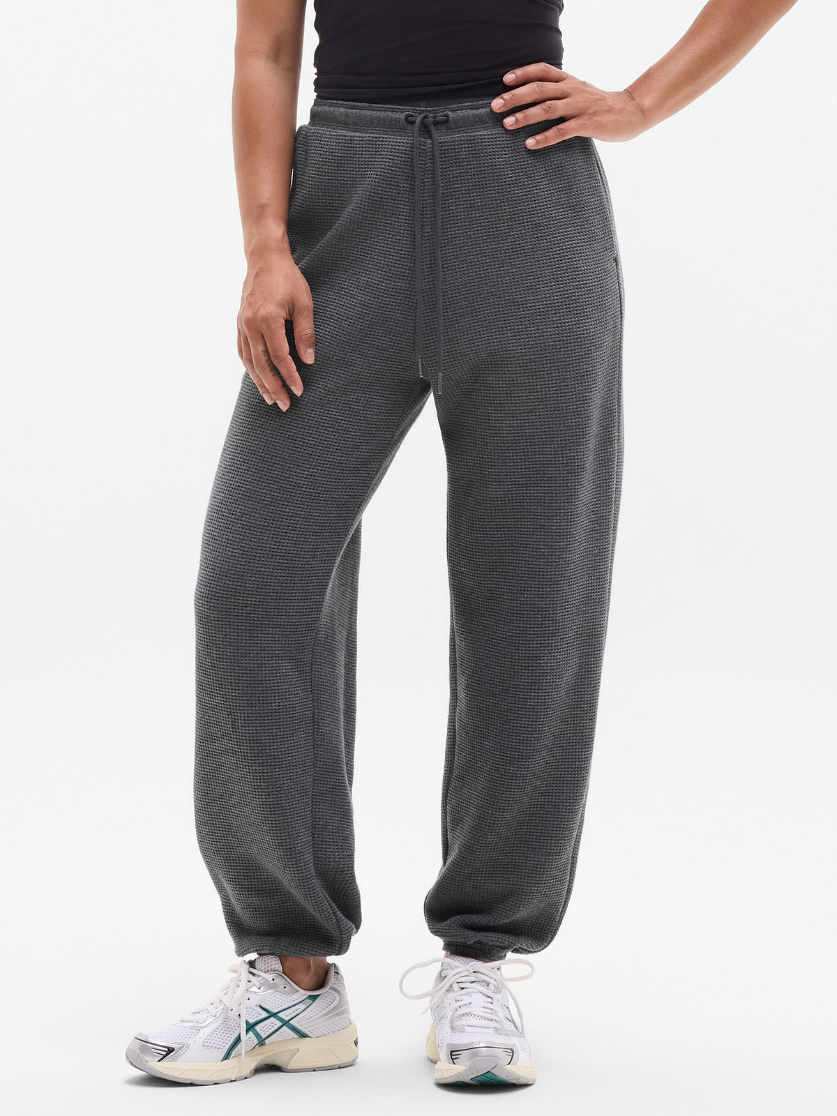 Tranquil Mid Rise Waffle Jogger - Charcoal Heather