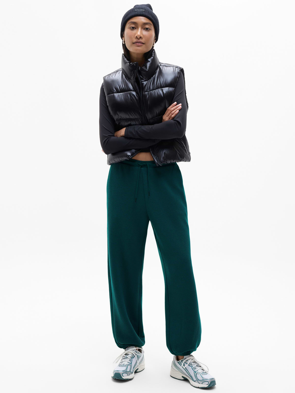Tranquil Mid Rise Waffle Jogger - Pine