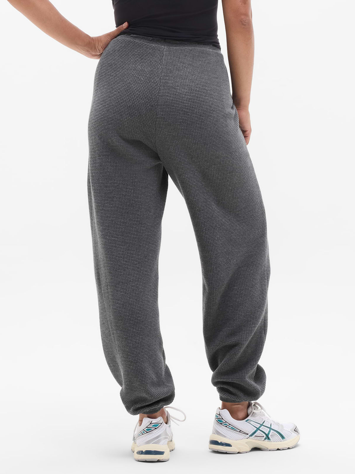 Tranquil Mid Rise Waffle Jogger - Charcoal Heather