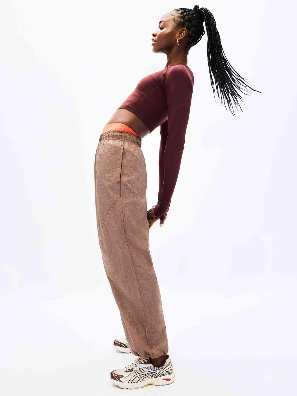 Lunar Sheen Utility Mid Rise Pant - Auburn