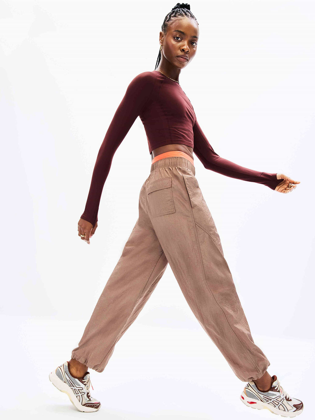Lunar Sheen Utility Mid Rise Pant - Auburn