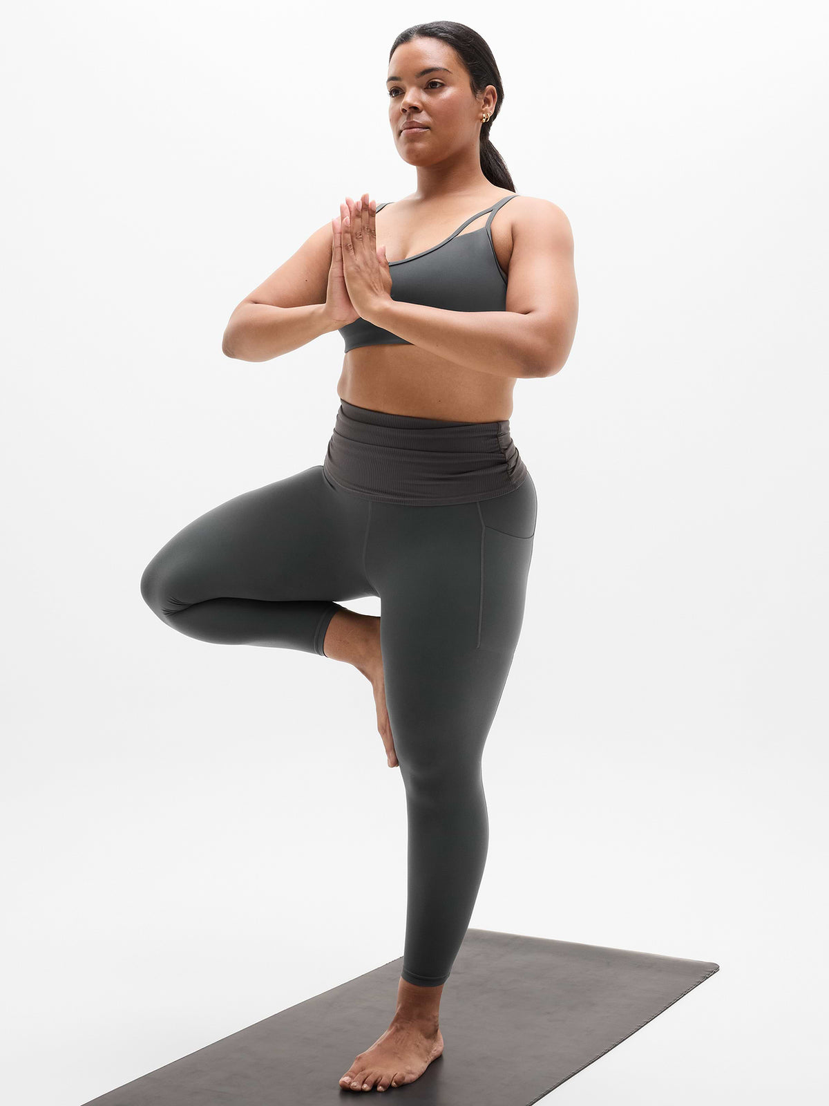 Salutation Stash Fold Over 7/8 Legging - Shadow Grey
