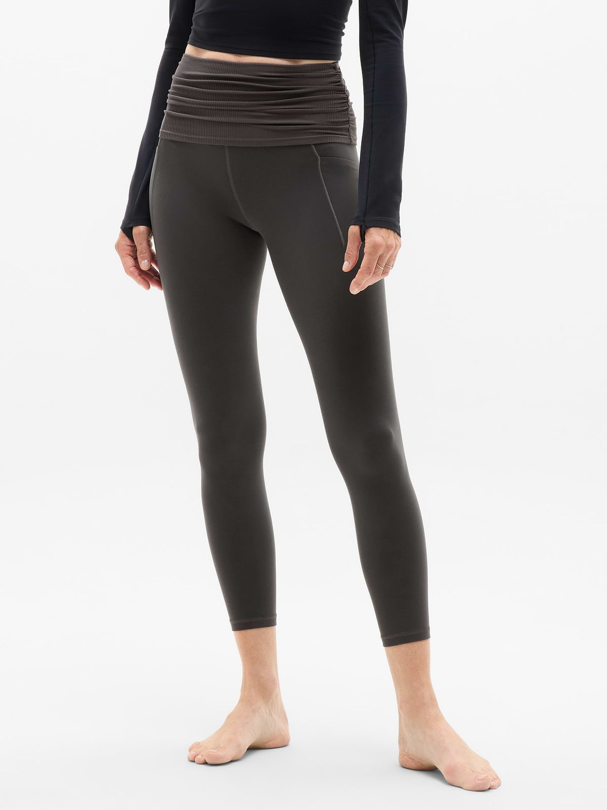 Salutation Stash Fold Over 7/8 Legging - Shadow Grey