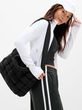 Woven Square Puff Tote - Black